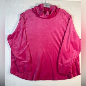 Ruby Rd Women's Pink Soft Velour Long Sleeve Cowl Neck Pullover Size 2X